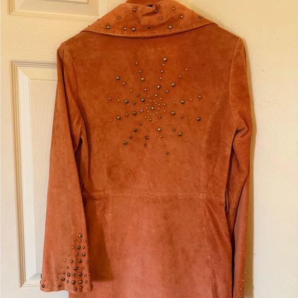 Marciano Orange Suede Trench Coat - Picture 6 of 9